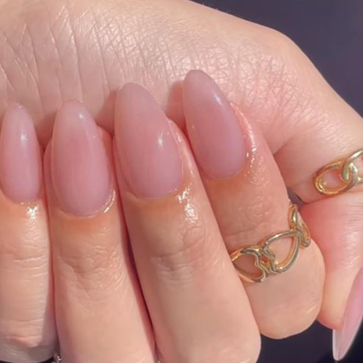 GLAMERMAID Nude Pink Press On Nails Short Almond, Natural Pure Pink Handmade Soft Jelly Gel Fake Nails Tip, Neutral Glossy Round Oval Stick Glue on Nails Kit for Women, Reusable Acrylic False Nail Set