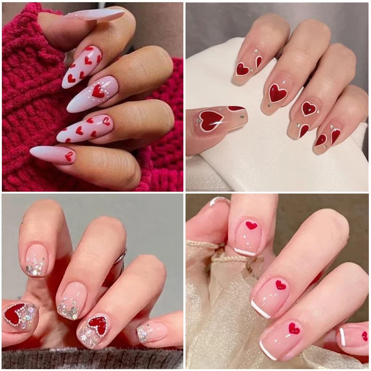 8 Sheets Valentine's Day Nail Art Stickers Decals,3D Self-Adhesive Nail Art Supplies Red Rose Lovers Lips Gnomes Designs Sticker Romantic Love Heart Manicure DIY Nail Decorations for Women Girls