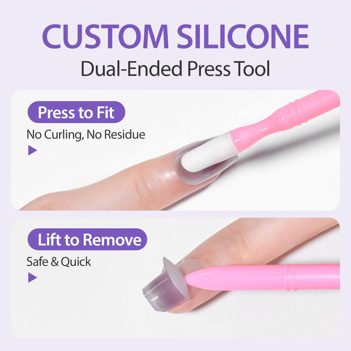 Makartt Semi Cured Gel Nail Strips Kit 2 Packs – Real Gel, Hema & TPO Free, 16 Sizes Anti-Lift Design, UV Required, Long Wear, Dual-Ended Tool & Prep Kit (Lavender Ombre)