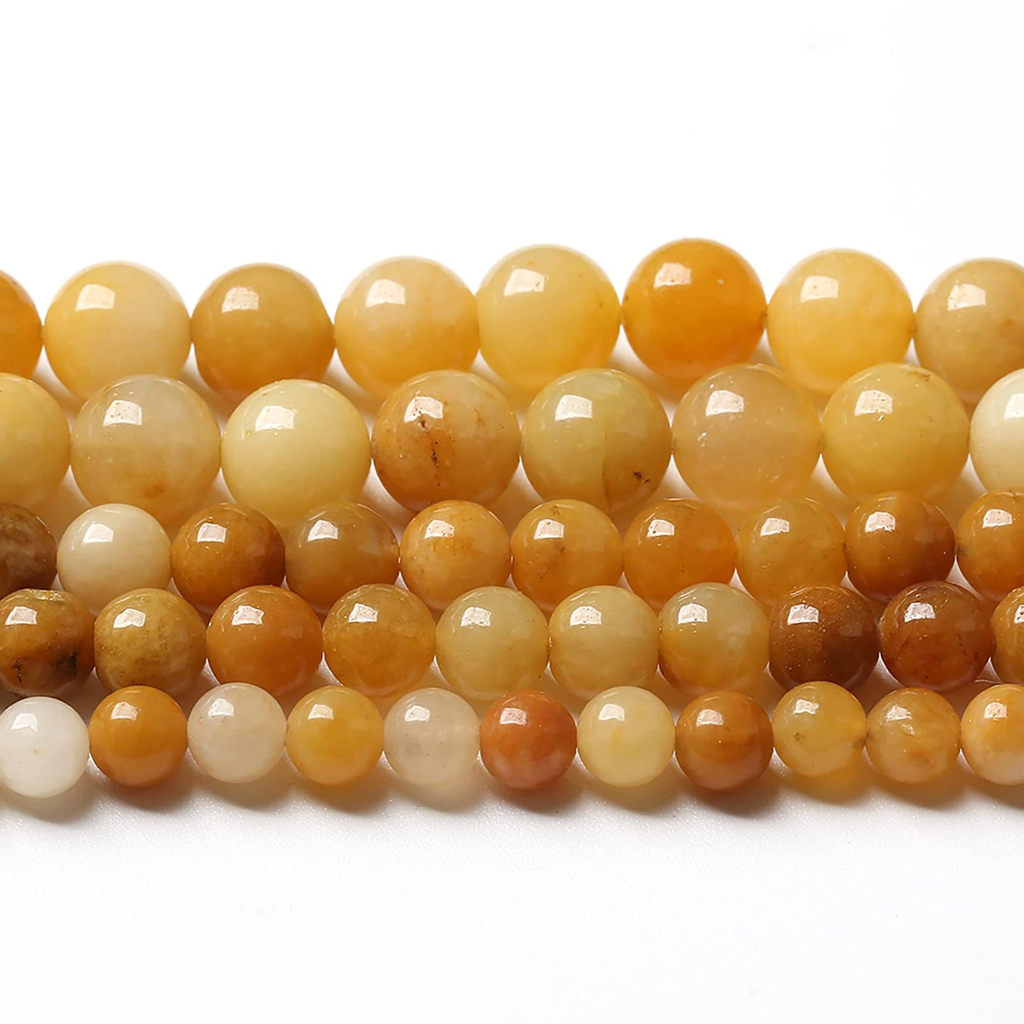 90PCS 8mm 45pcs Natural Yellow Aventurine Jade Beads Round Loose Beads Energy Crystal Healing Power Gemstone for Jewelry Making DIY Bracelet 32" 2 Strands