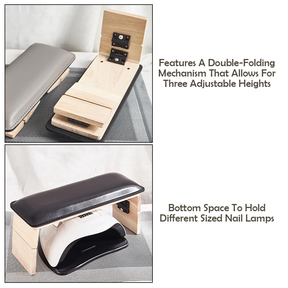 WAYUTO Folding Nail Arm Rest Nail Art Hand Pillow Nail Tech Arm Rest Pillow Nail Manicure Hand Rest Nail Polish Hand Cushion for Women Girls Gray