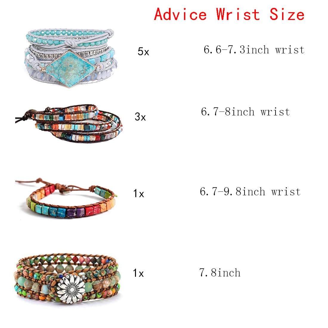 YGLINE Handmade Leather Wraps Bracelet Beads Yoga Bracelets Gemstone Healing Bracelets