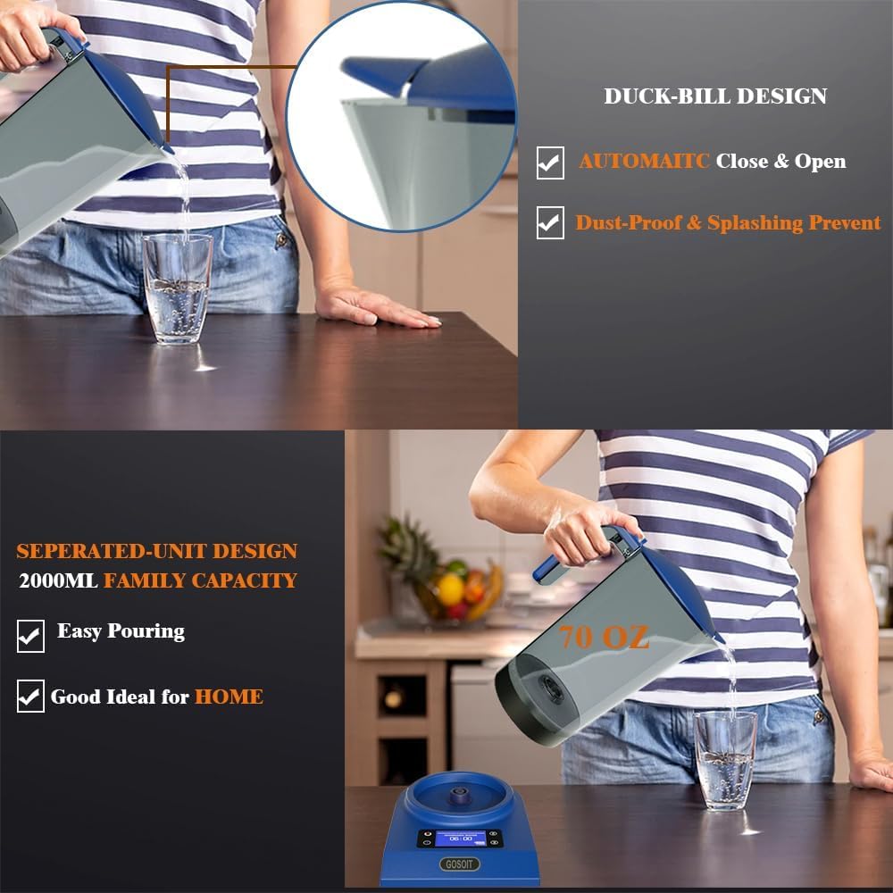FILSOIT Hydrogen Alkaline Water Pitcher Maker Machine,Hydrogen Water Pitcher with SPE and PEM Technology(Lt.Blue)