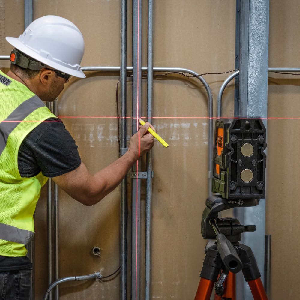 Klein Tools 93LCLS Self-Leveling Class II (≤ 1mW) Laser Level with Bright Red Cross Lines and Plumb Spot, Magnetic and Ceiling Clamp Mounting