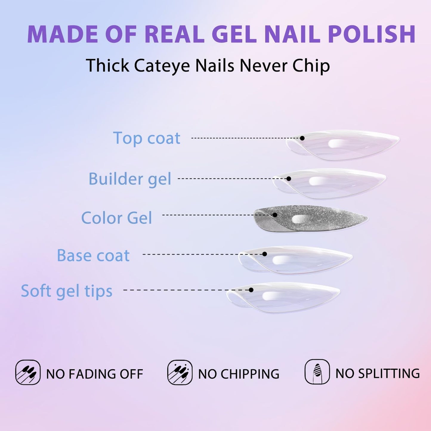 KQueenest Black Pink Cat Eye Press on Nail Almond, 30 Pcs 15 Sizes Shiny Sparkle Fake Nails Press on Medium Stiletto, Custom Thick Quality, Reusable Cute Glue on Nail for Women Summer Party
