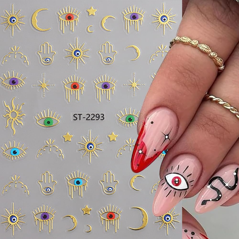 SIMAYKUWA Greek Mythology Nail Stickers - Apollo Sun & Serpent 3D Relief Charms, Metallic Sculpted Nail Art for Cosplay Festival, A Set of 2 Sheets