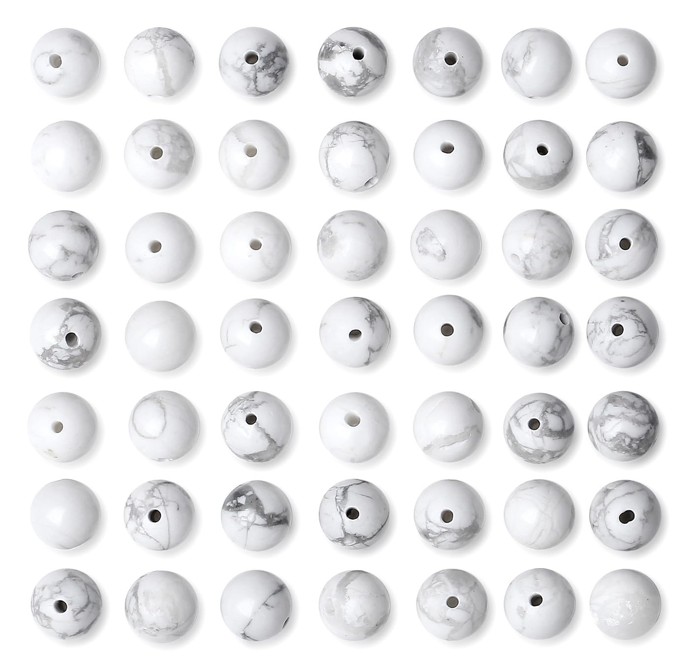 QINJIEJIE 100PCS Howlite Beads 8mm Natural Beads Round Loose Gemstone Bead for Bracelet Beading Crystal Jewelry Making DIY Necklace Earrings 0.32"