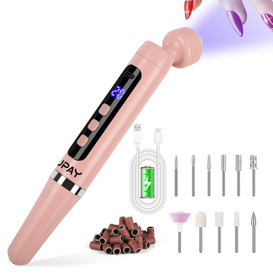 GUPAY Electric Nail Files, Cordless Rechargeable Nail Drill Machine for Natural Acrylic Gel Nails, Professional Portable Efile Manicure Pedicure Kit for Girl Women Mum Home Use Beginners