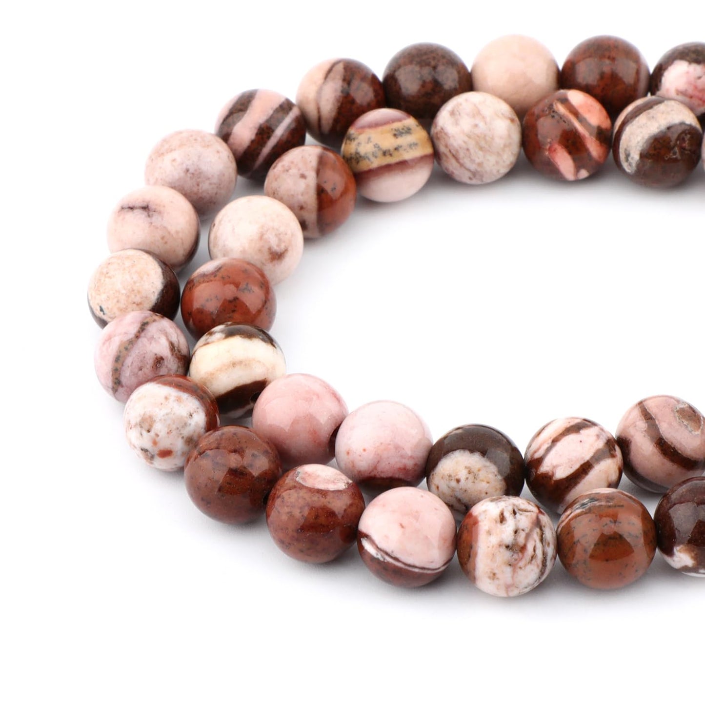 Bymitel 90 pcs Natural Genuine Real Round Loose Stone Beads Gemstone Spacers for Charm DIY Jewelry Making 15.5" per Strand 4mm (Brown Zebra, 4mm)