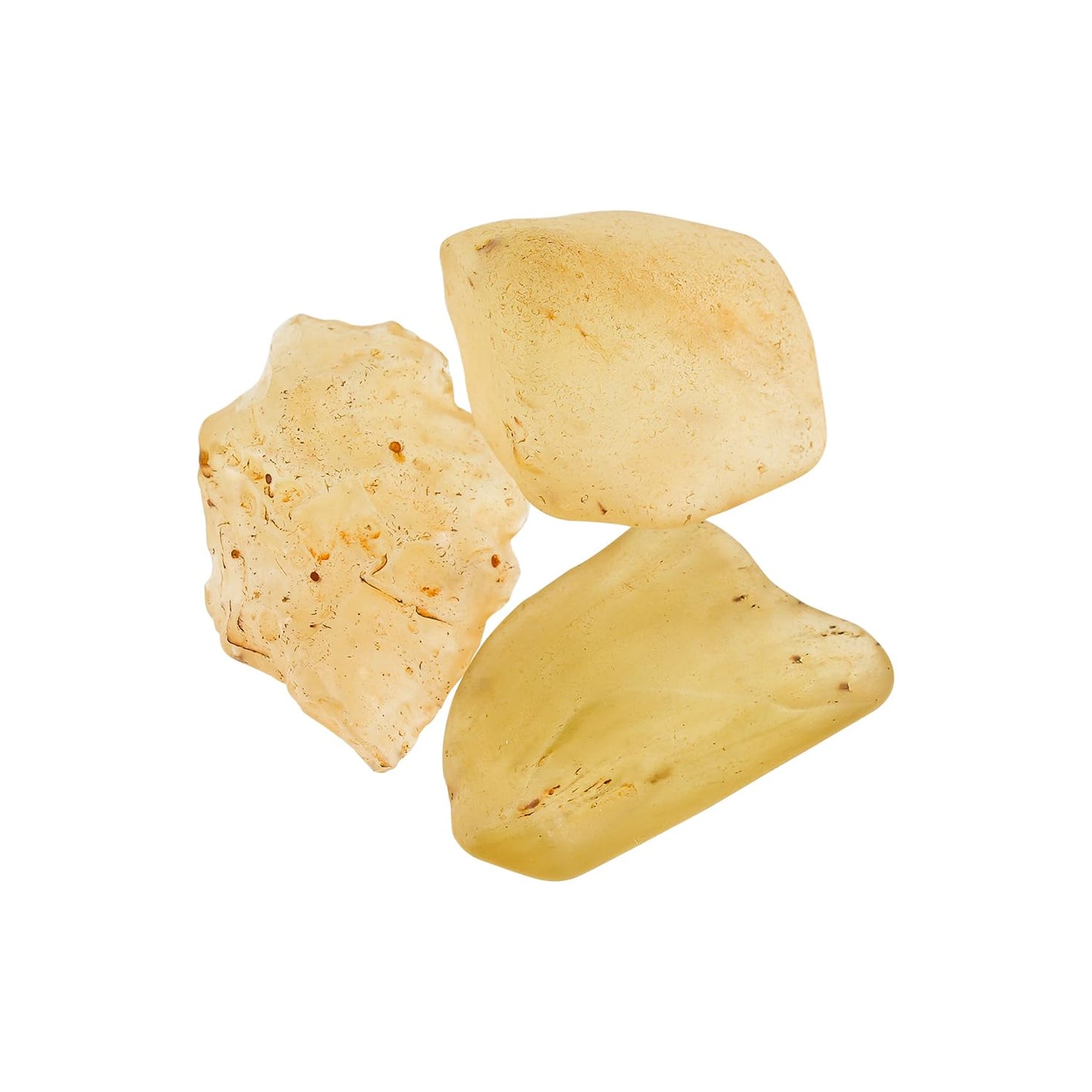 CRYSTALINES (3pcs Natural Raw Libyan Desert Glass Tektite Stone, Genuine Libyan Gold Tektite Rough Stone, Wicca & Reiki Healing Crystals, Meteorite Gems Collector Specimen
