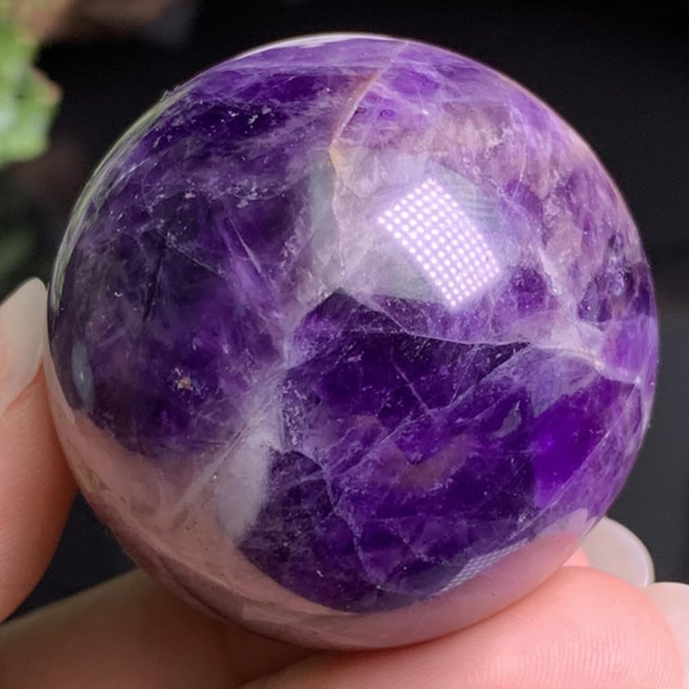 5-6cm/1.96-2.36inch Natural Amethyst Sphere Crystal Ball Hand Polished Decorative Sphere Healing Crystals Ball Healing Stone Crafts Fengshui Home Decoration Collect Gifts (50-60mm, Amethyst)