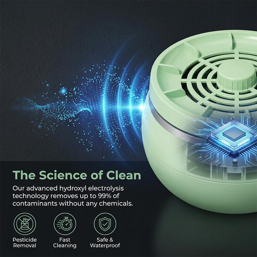 Fruit and Vegetable Washing Machine, Upgrade Portable Wireless Fruit Cleaner Device 3600mAH 4 Modes 3 Minutes of Deep Cleansing for Fruits Vegetables Meat and Tableware (White)