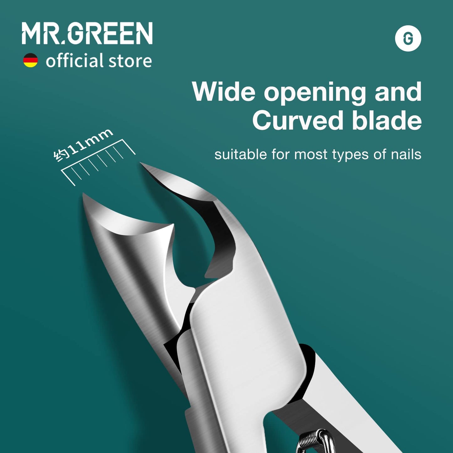 MR.GREEN Toenail Clipper Stainless Steel Ingrown Nail Cutter Good at Cutting Thick and Hard Nails Pedicure Tools (Orange)