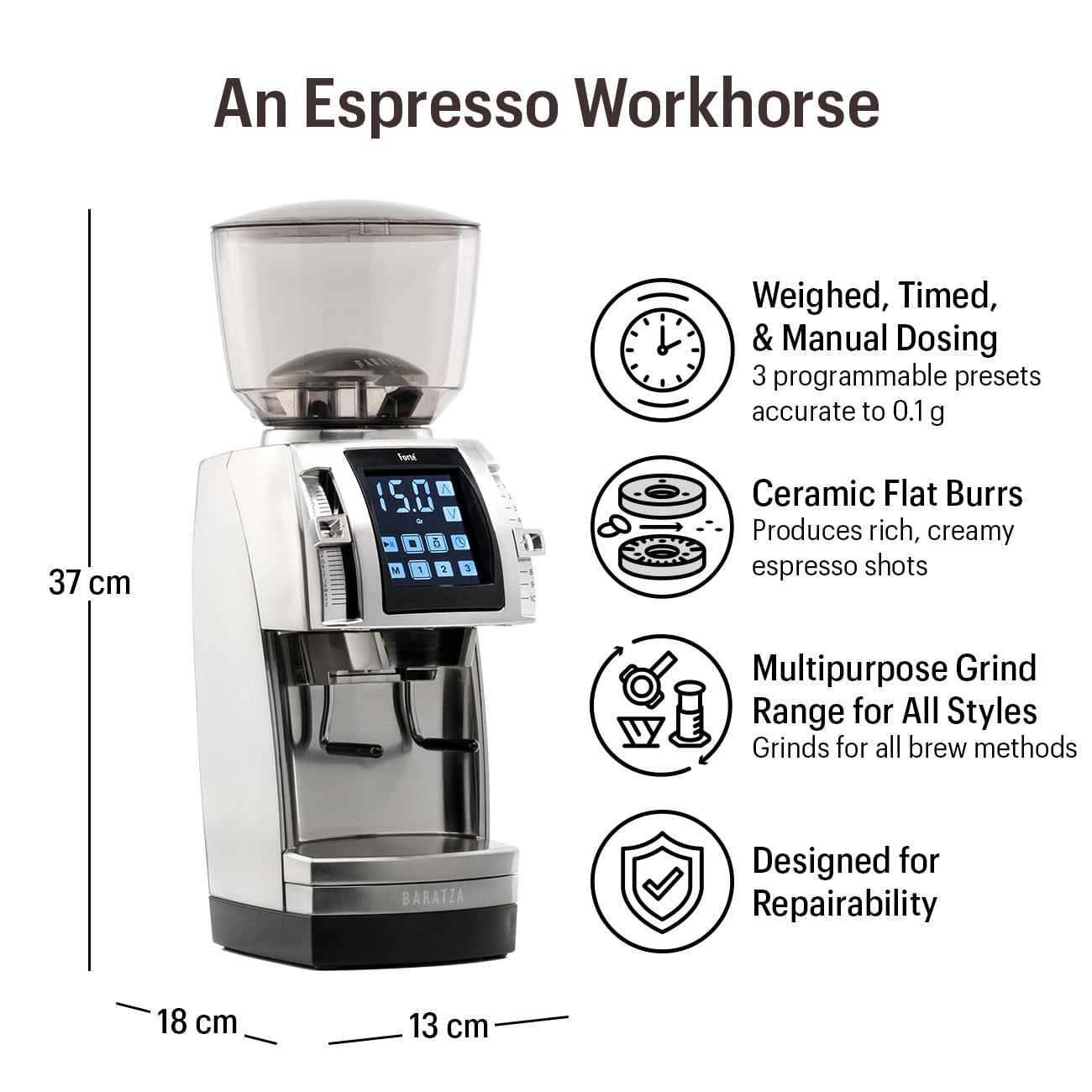 Baratza Forte AP (All-Purpose) Ceramic Flat Burr Commercial Coffee Grinder