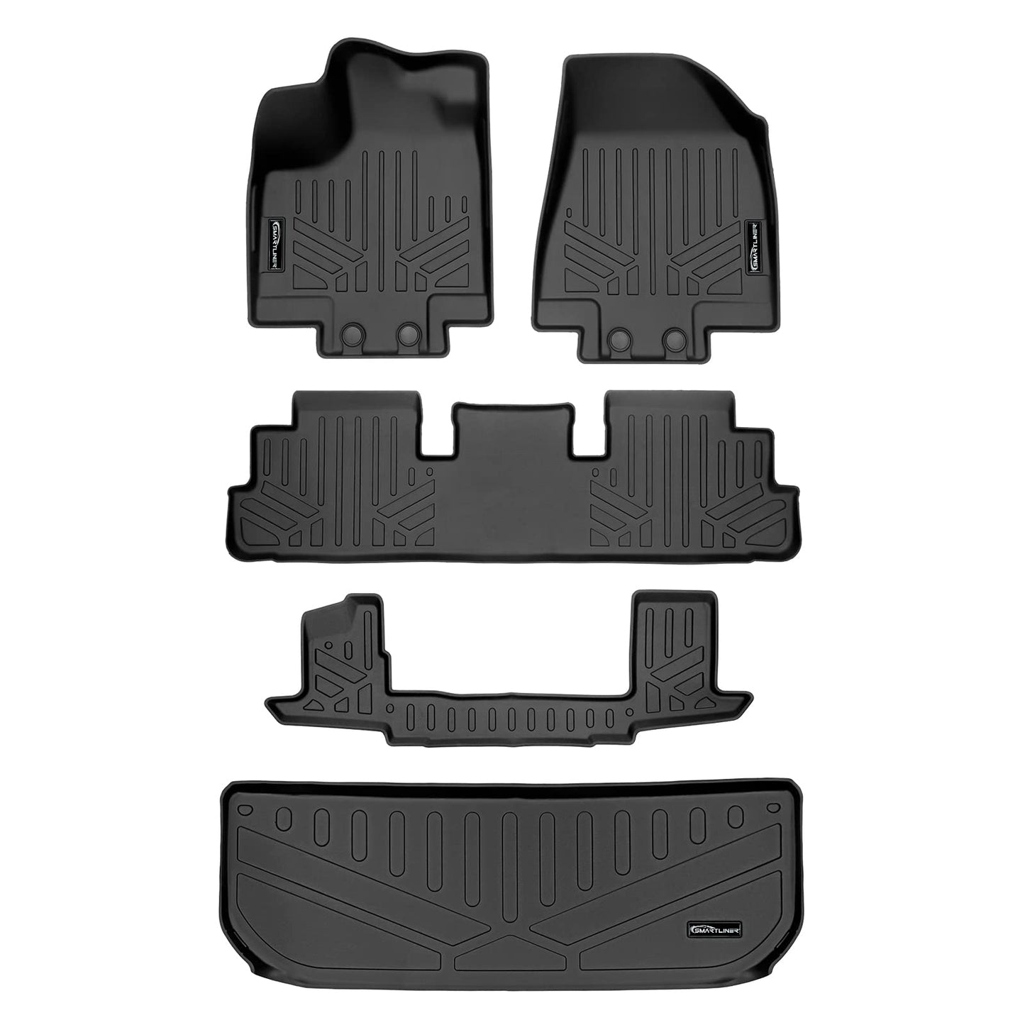 SMARTLINER Custom Fit Floor Mats 3 Rows and Cargo Liner Behind 3rd Row Set Compatible with 2022-2025 Infiniti QX60