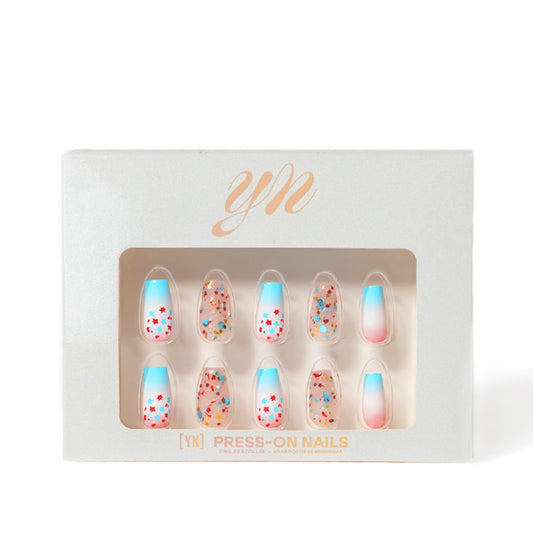 YN Young Nails Press On Nails - Glue On Fake Nails for Women,Medium Oval Shape, Includes Nail Glue, File, Tabs, Quick and Easy Application (Rocket Glitz)