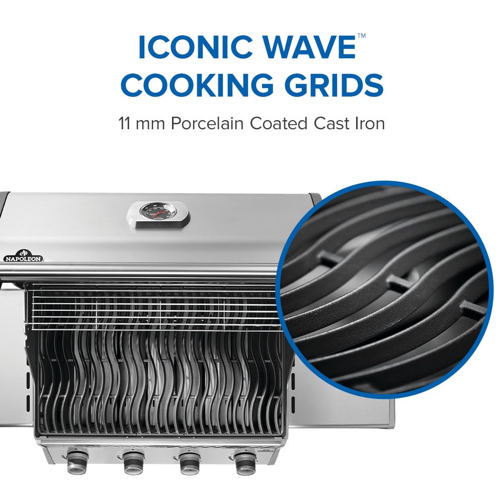 Napoleon Rogue 525 Propane Gas Grill, Stainless Steel, Durable 4-Burner Outdoor BBQ