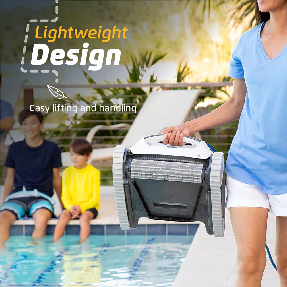 Dolphin (2026 Model) E10 Automatic Robotic Pool Vacuum Cleaner, Active Scrubber Brush, Top Load Filters Access, Ideal for Above-Ground Pools up to 30 FT in Length