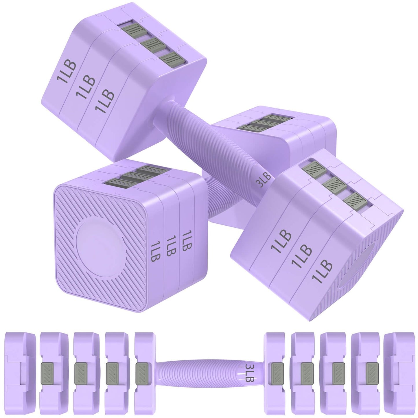 Hezeyferg 22LBS Adjustable Dumbbells Set, Hand Weights Sets with 5 Levels 3lb, 5lb, 7lb, 9lb, 11lb, Adjustable Weight Dumbbells for Women/Men Home Gym Full Body Workout