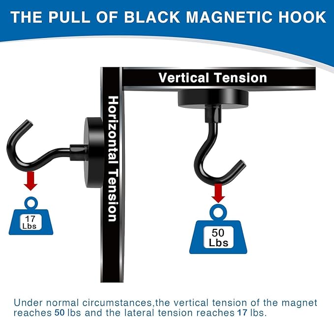 LOVIMAG Magnetic Hooks, 50lbs+ Magnet Hooks Cruise Cabin Ship Essentials 2026 Heavy Duty, Strong Refrigerator Magnets for Fridge, Hanging, Classroom Must Haves, Grills -45 Pack Black