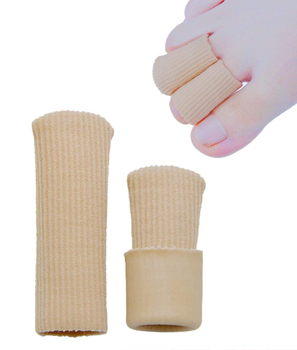 SOHLER 6 Packs Closed Toe Caps Finger Covers Sleeve Protectors, Elastic Fabric Lined with Soft Gel (Large 1"x 2-1/2"")"