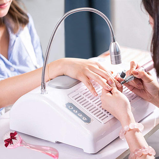 Nail Dust Collector with Lamp-60W Powerful Dust Collector for Nails, Adjustable Speed NailFan DustCollector with Reusable Filter for Home Salon Use