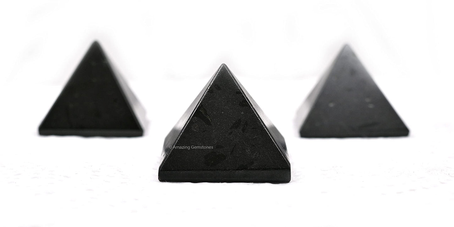 Amazing Gemstone Black Tourmaline Pyramid Crystal Healing Stones - 1" Great Pyramid Figurine of Natural Stone Pyramid for Meditation, Reiki, Chakra Balancing and Crystal Pyramids Grid