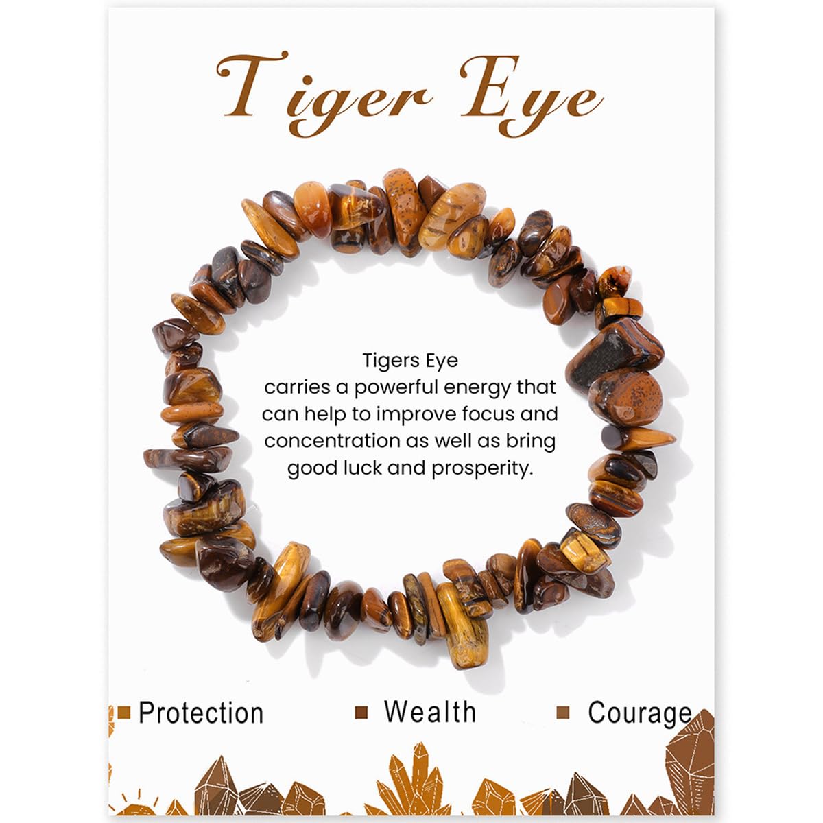 Erliway Tigers Eye Crystals Bracelet Irregular Beads Stretch Bracelet Healing Crystals Chips Bracelet Natural Gemstone Bracelets for Women Jewelry Reiki Meditation