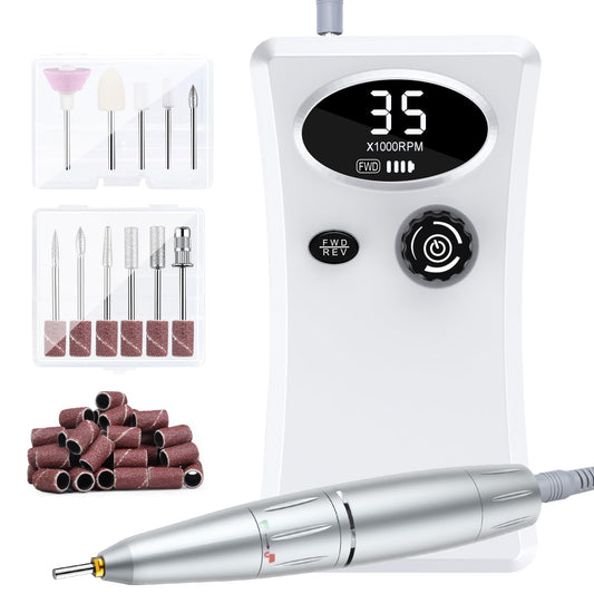 Cadrim 35000 RPM Portable Nail Drill, Electric Nail File, Cordless, Rechargeable, Professional Efile Nail Drill Machine Set for Acrylic Nails, Polishing