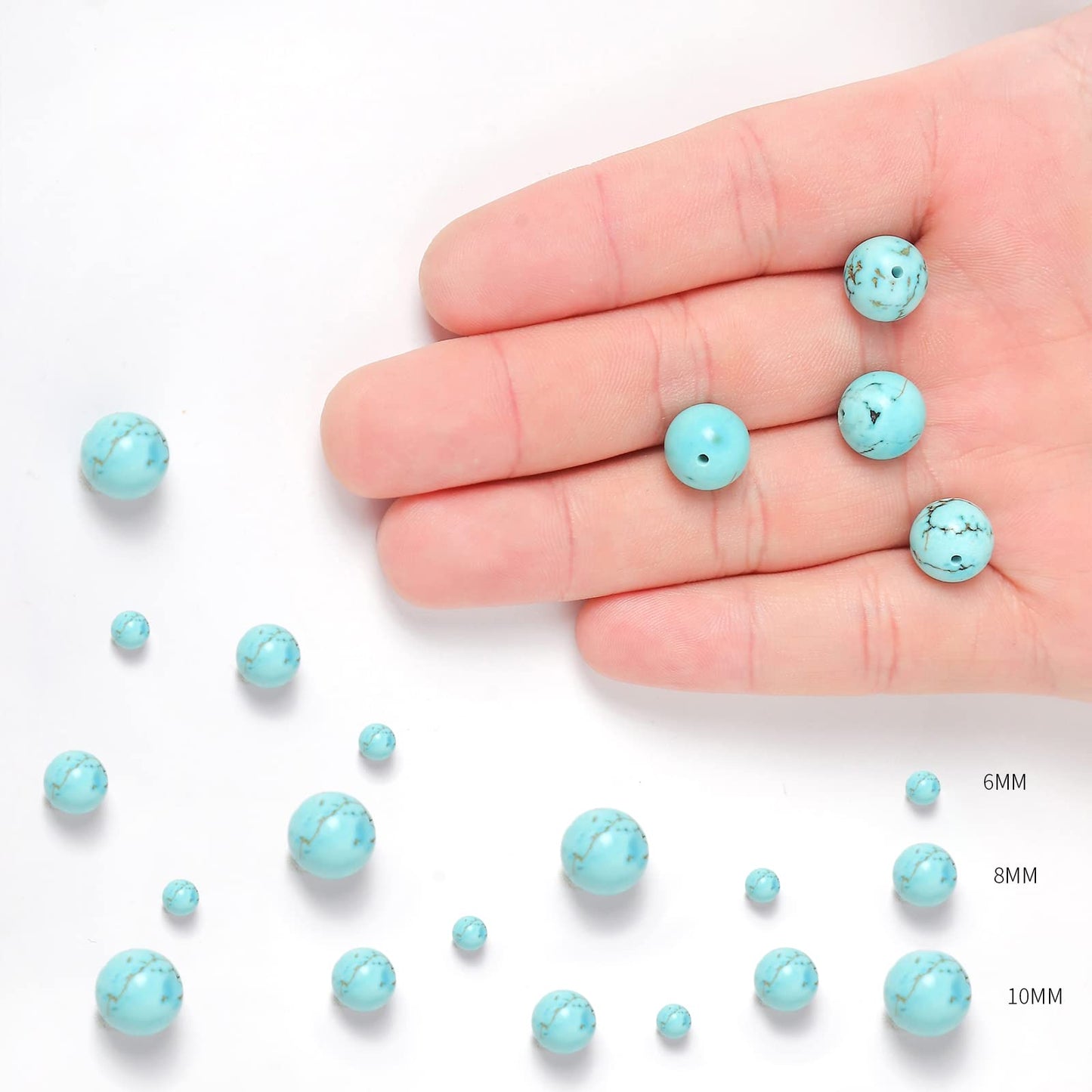 35pcs 10mm Natural Turquoise Gemstone Beads Energy Healing Crystal Round Loose Stone Beads for Jewelry Making, DIY Bracelets Necklaces