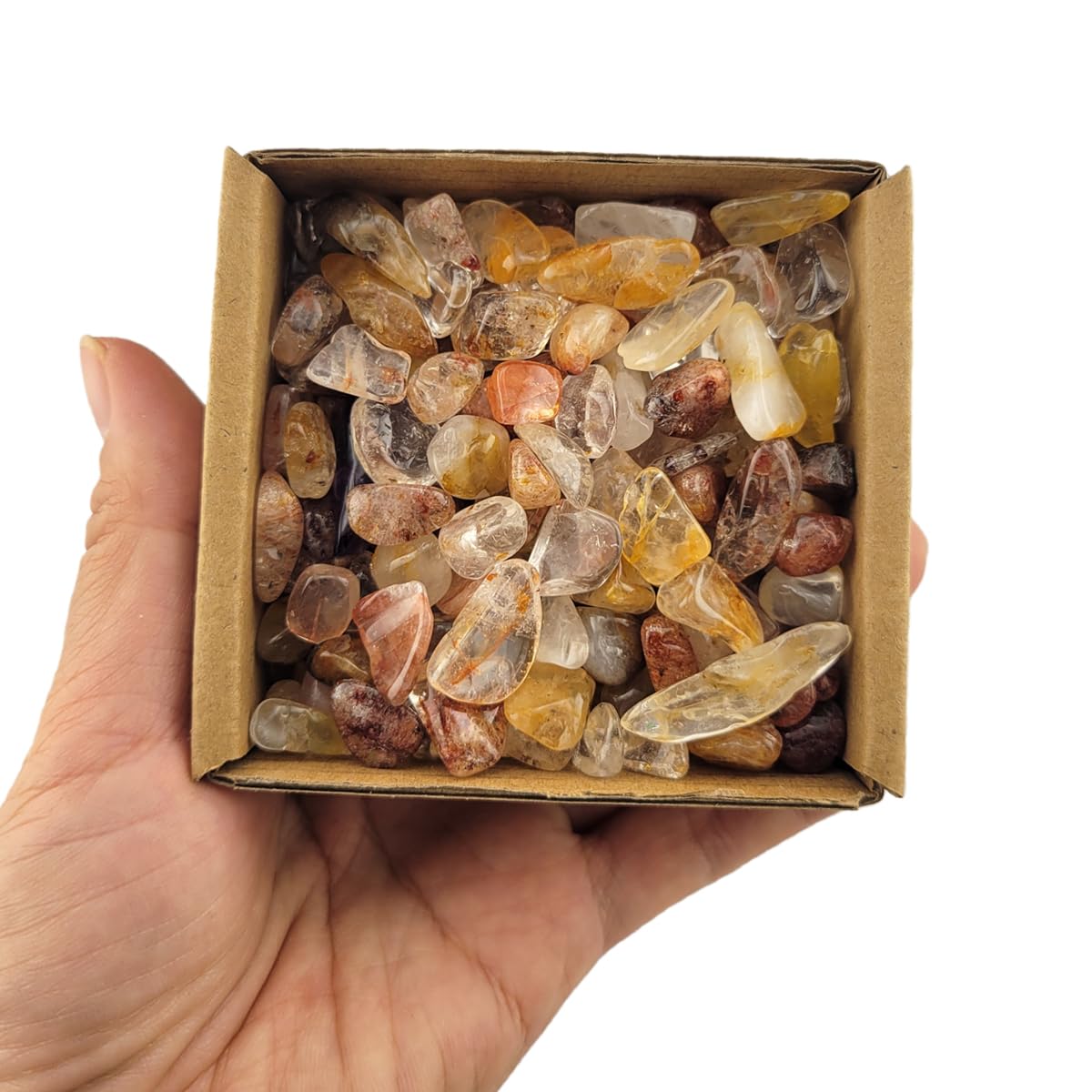 1,000 Carats Phantom Quartz Handpicked Tumbled Stones Crystals Chips 0.2''-0.5'' Bulk Pocket Stones for Healing, Reiki, Meditation, Witchcraft and Home Decorations (Mix Phantom Quartz)
