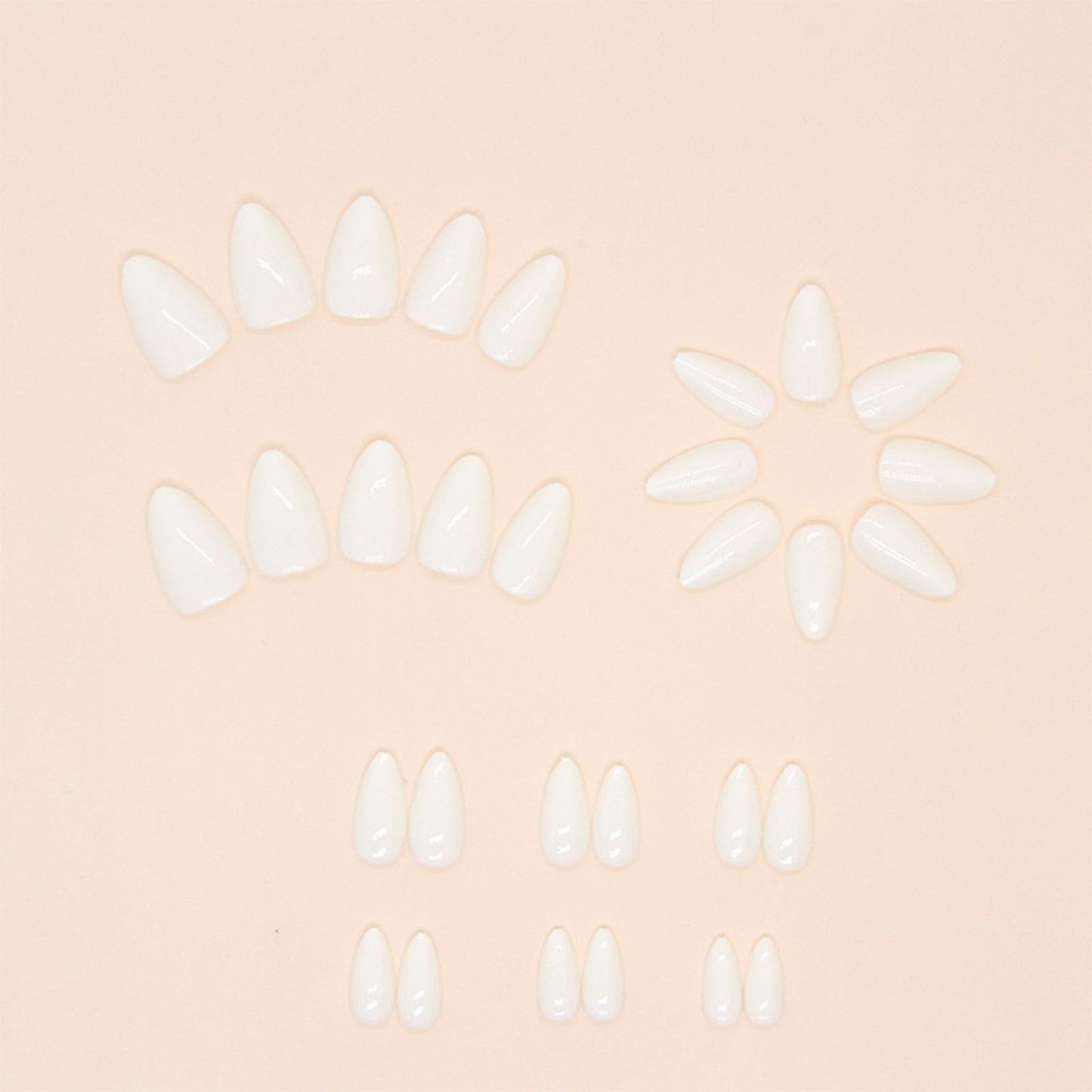 Press on Nails Pure White Short Almond Fake Nails Glossy Acrylic Nails Full Cover Glue on Nails Milky White Nail Art Design Solid Color Stick on Nails for Women 30 Pcs Artificial Nails