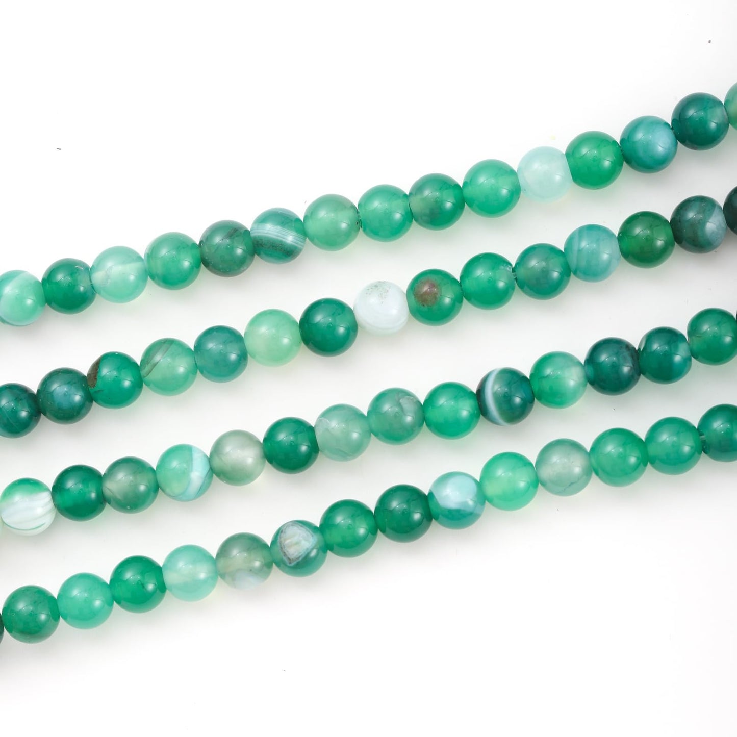 10mm 38pcs DIY Natural Green Striped Agate Stone Beads Round Healing Crystal Gemstone Loose Beads for Jewelry Making Handmade Bracelet Necklace