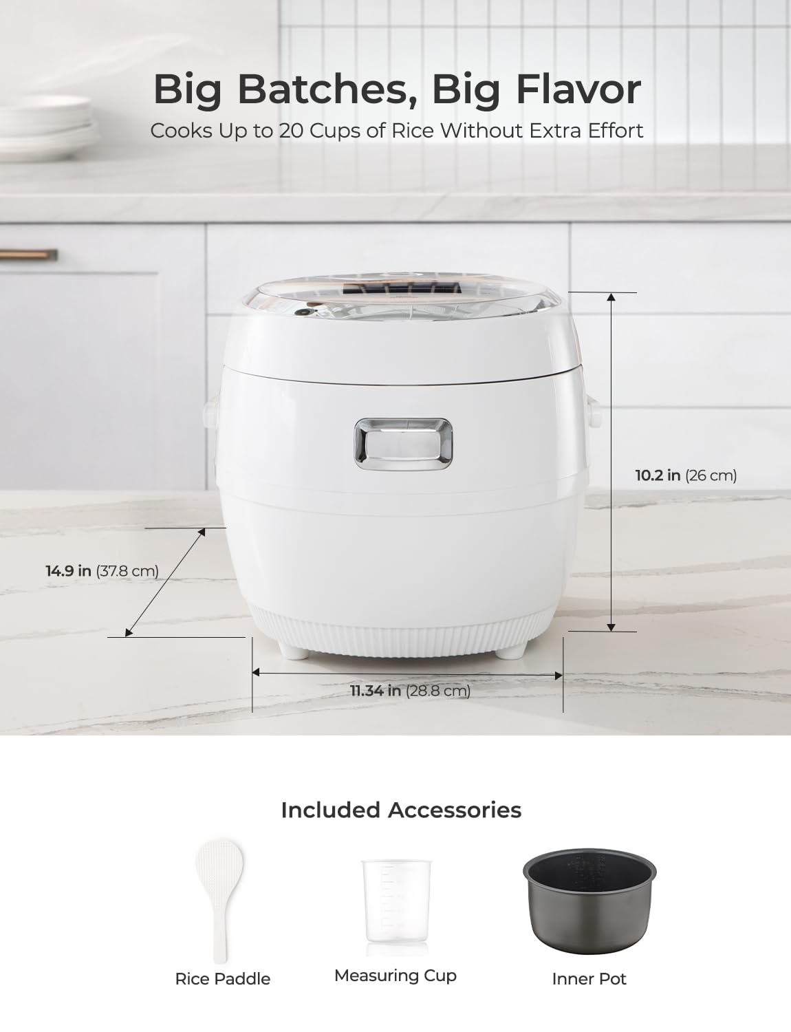 CUCKOO Micom Rice Cooker 10-Cup Uncooked / 20-Cup Cooked with Nonstick Inner Pot, Large Rice Maker with 16 Menu Options, Fuzzy Logic Technology, Auto Clean Mode, LCD Display, White (CR-1020F)