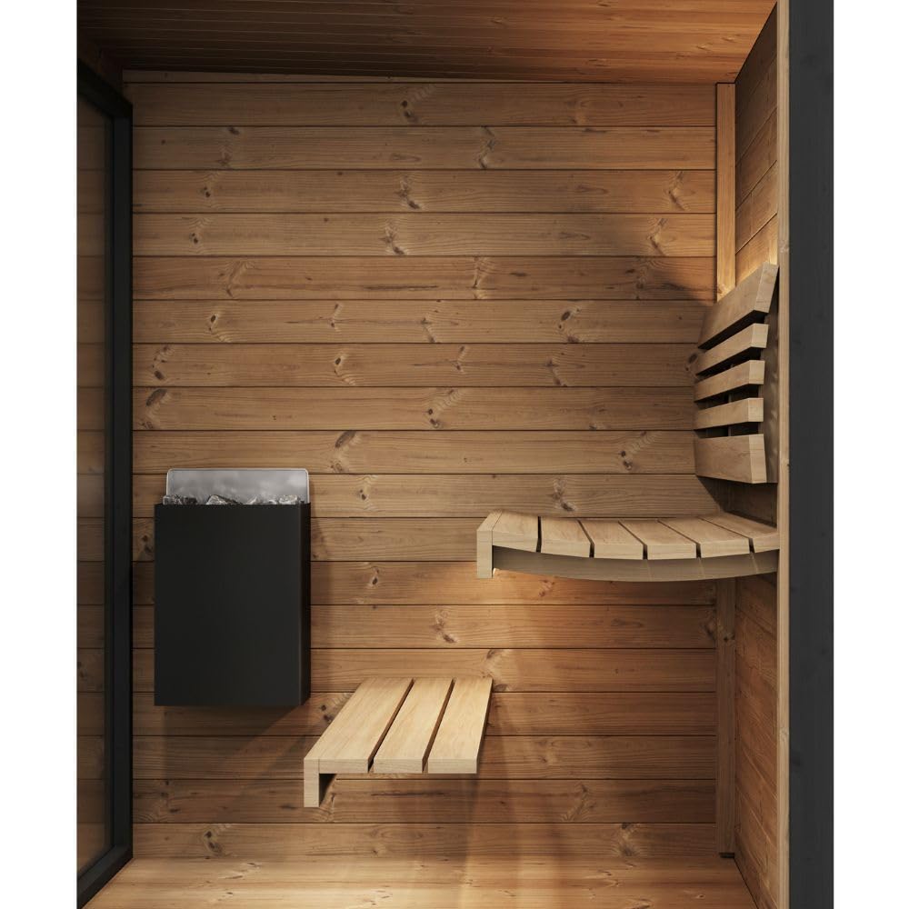 saunalife GL4 Outdoor Sauna Kit, Garden Luxury-Series Outdoor DIY Sauna Kit, Thermo-Spruce, up to 4 Persons Bundles (Sauna Heater and Sauna Stones Included) (Harvia Spirit SP60E - WiFi Xenio)