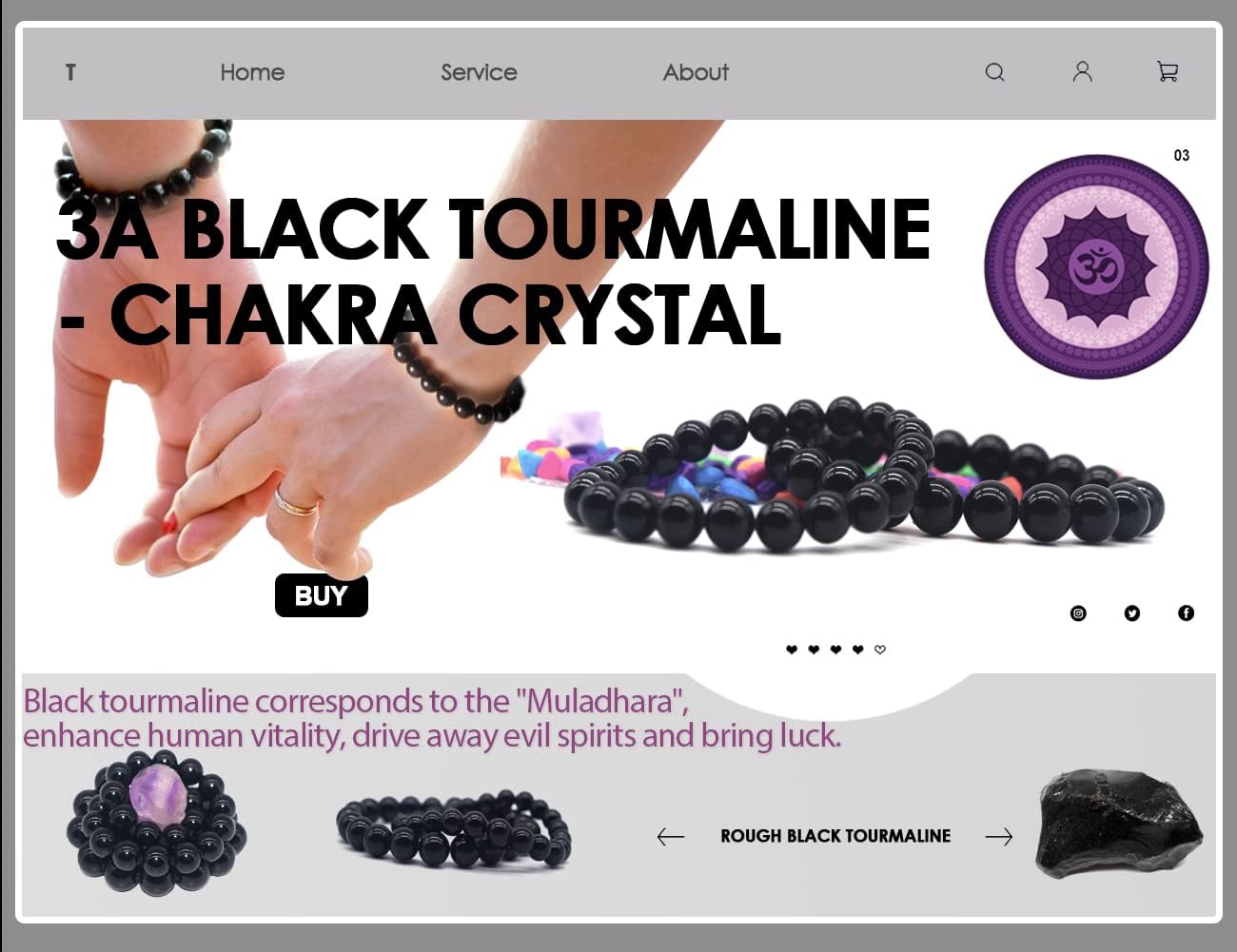 Black Tourmaline Bracelet 2 PCS: 8MM & 10MM | 3A Grade Natural Chakra Crystal Jewelry | Birthstone of October, Fit 6"-8" Wrist Size, Bring Luck, Peace & Love, Feng Shui for Friends Familys