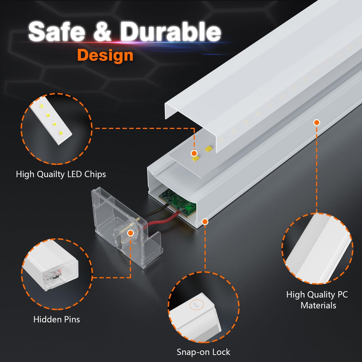 Litezone Hexagon Garage Lights : 3 Level Dimmable 476W Tube 17 Grids Hexagon LED Lights - Easy Install 6500K Super Bright Hex Lights for Warehouse, Car Detailing Shop, Exhibition Hall, Gym