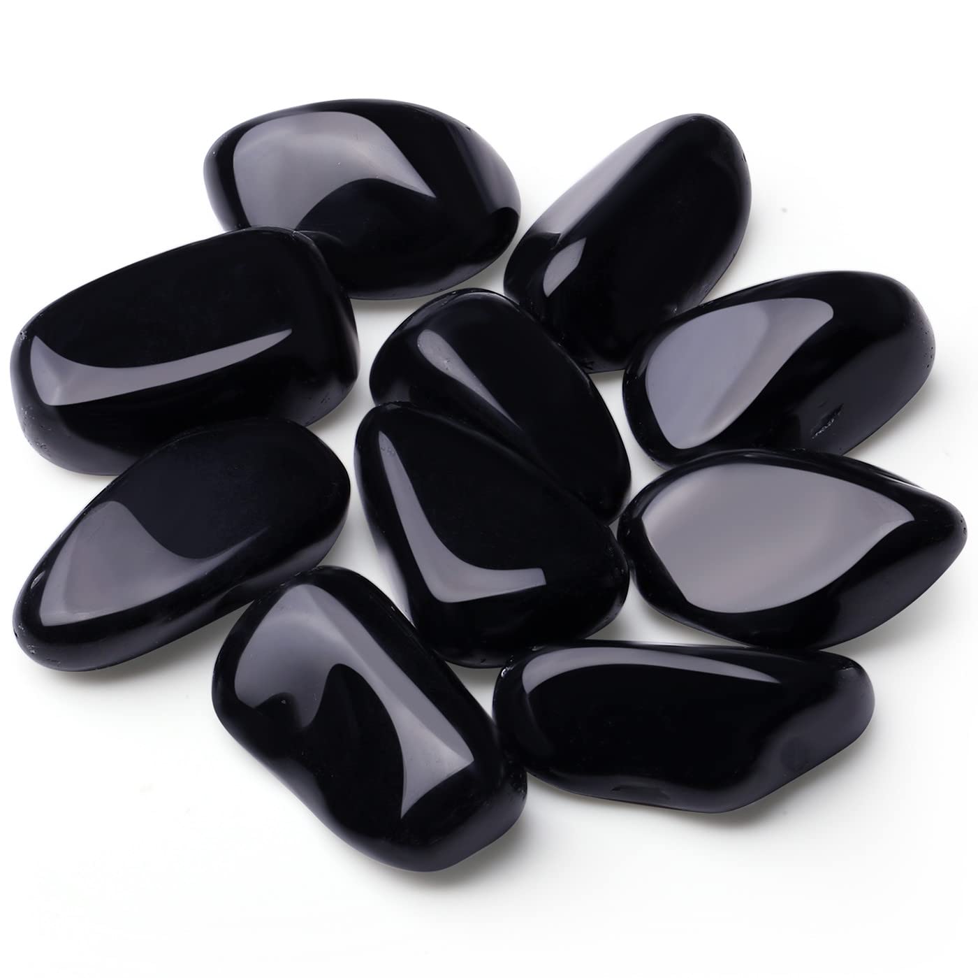 QINJIEJIE Black Obsidian Crystals Polished Stones Bulk 0.6-1" Natural Stone Tumbled Reiki Healing Crystal for Succulents Plants Vase Filler Decoration Bulk 0.45 LBS