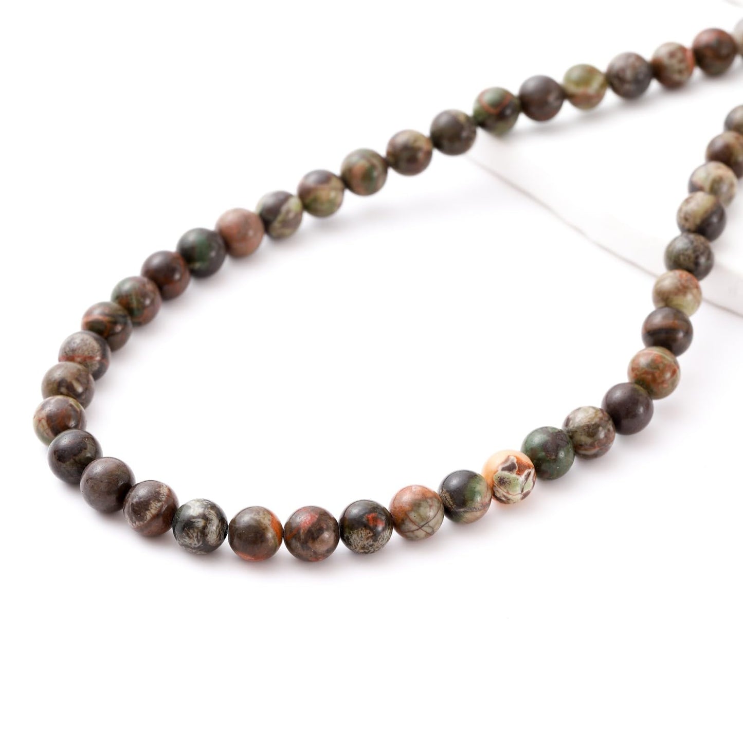 8mm 45pcs DIY Natural Flower Agate Stone Beads Round Healing Crystal Gemstone Loose Beads for Jewelry Making Handmade Bracelet Necklace