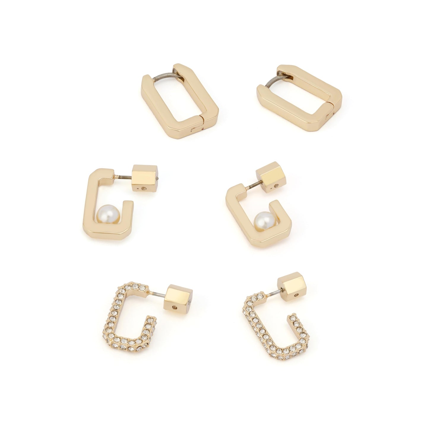 AllSaints Jewelry Women's Pearl Pavé Hoop Earring Set