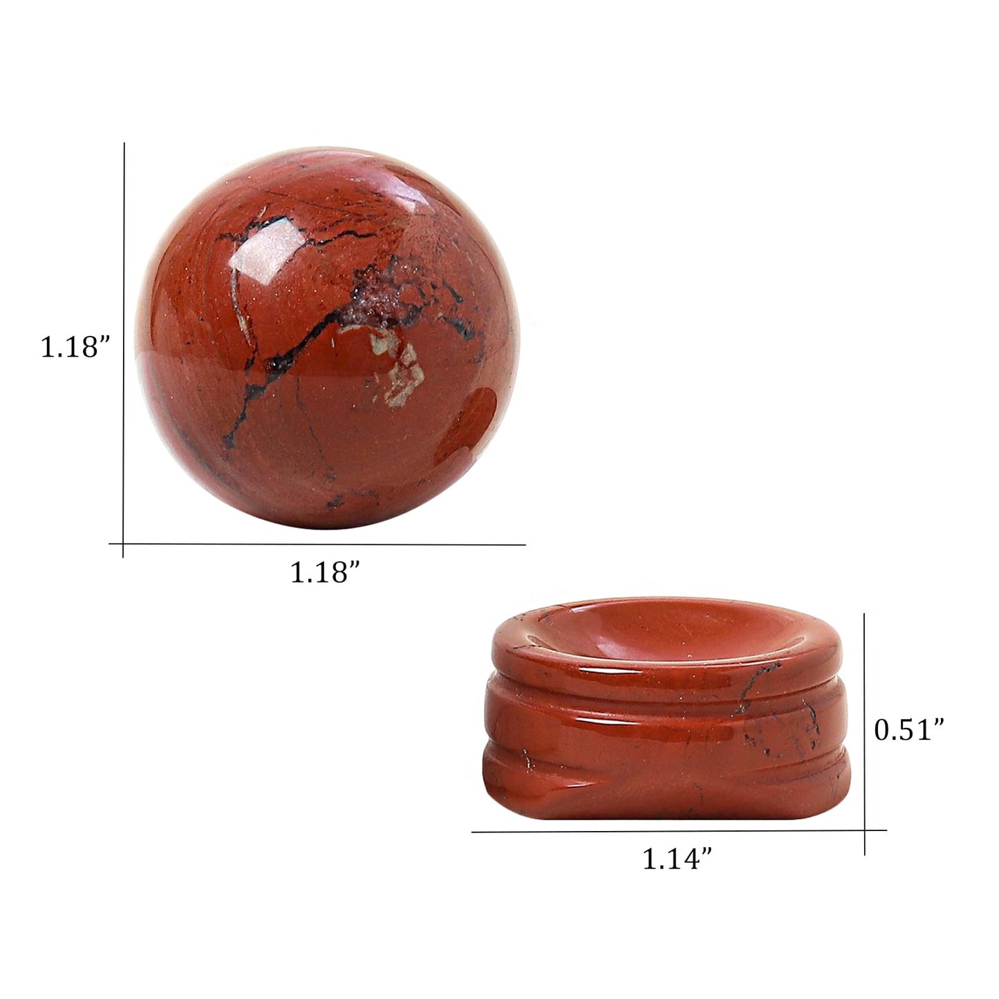 Casaper Natural Red Jasper Ball with Stone Stand, Healing Crystal Sphere for Home Fengshui Yoga Meditation, Reiki Energy Balancing 1.18”(30mm)