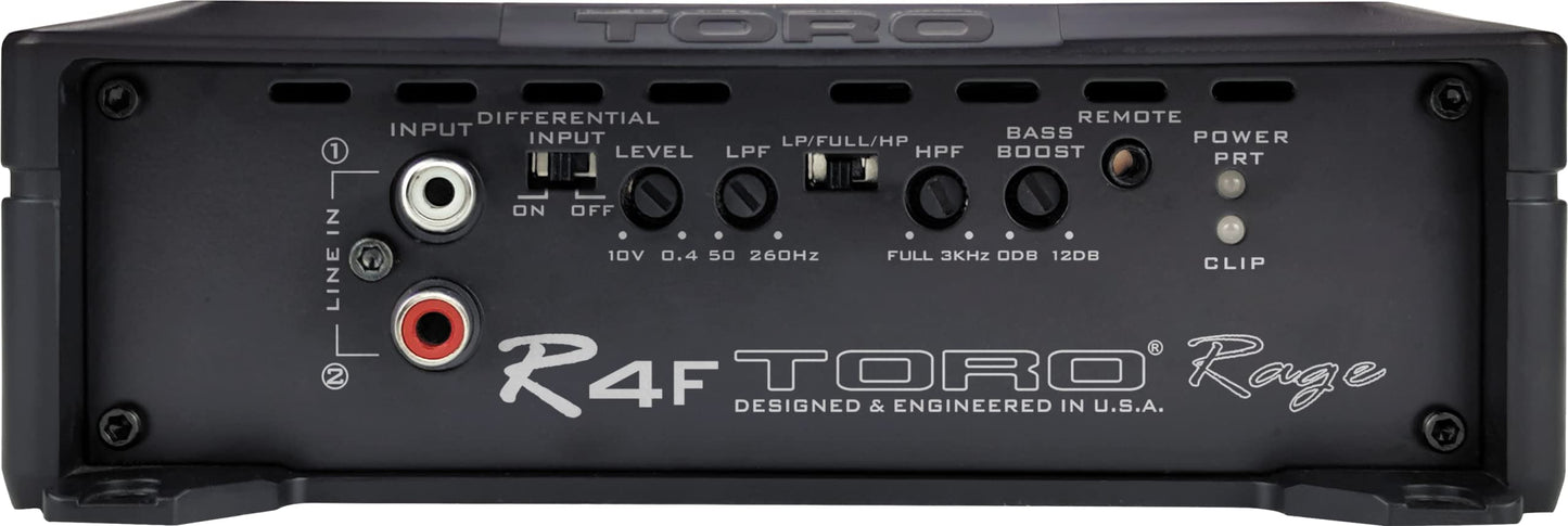 Toro Audio R4F 1000 Watts RMS / 2500w MAX Monoblock Car Amplifier | Full-Bridge Class-D Subwoofer Amp, High-Efficiency Bass Power, 1 Ohm Stable Design, Variable Low-Pass Crossover