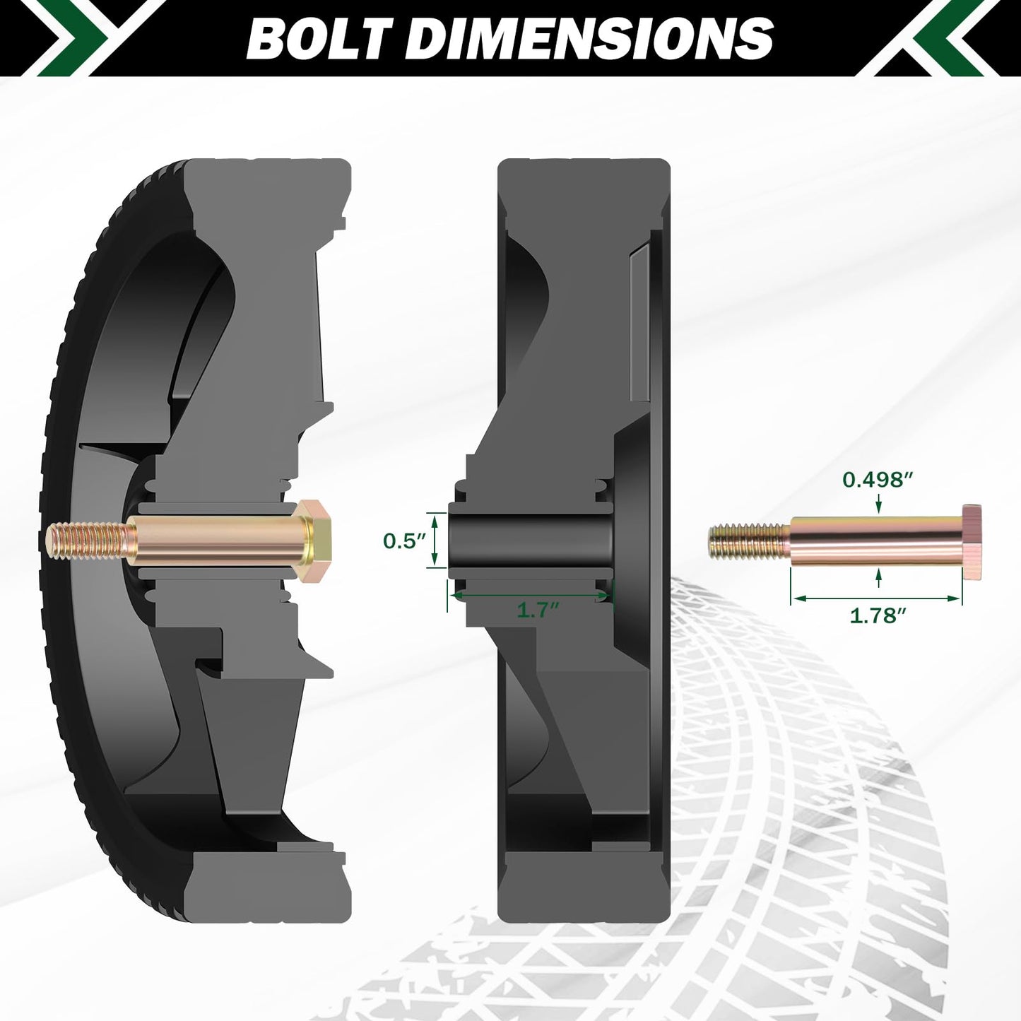 CheeMuii 12 Inch Lawn Mower Wheels 2 Pack 12" Push Lawn Mower Wheels with Bolts and Lock Nuts Kit Fit for Most Standard push Lawn Mowers/Generator/Garden Tiller/Handtruck