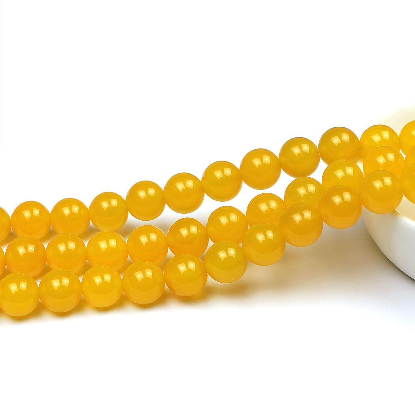 MJDCB 7A Round Natural Yellow Agate Beads Stone Loose Beads for Necklace Bracelet Charms Jewelry Making 15" (10mm)