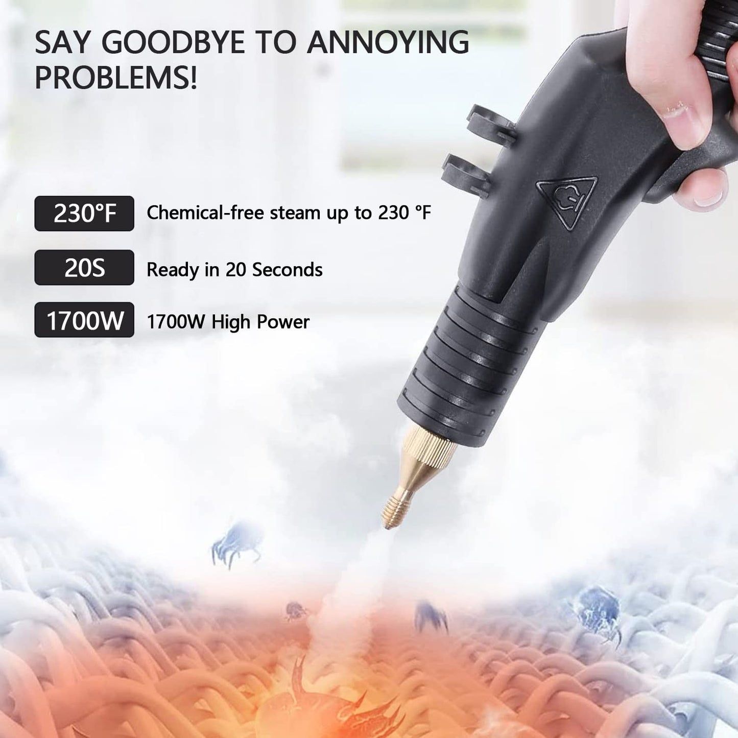 PCWLH Efficient 3000W Home High Pressure Steam Cleaner - Powerful Handheld Steam Cleaning Machine for Air Conditioning, Kitchen Hood Car - High Temp Steam