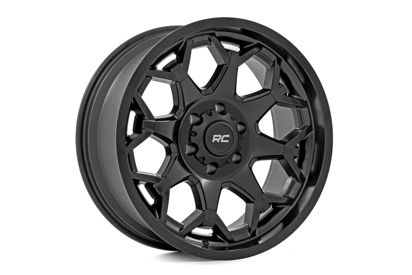Rough Country 80 Series 20x10 Wheel - 8x180mm Bolt Pattern, 19mm Offset, One-Piece Aluminum, Semi-Gloss Black Off-Road Rim for Jeeps, Trucks, SUV