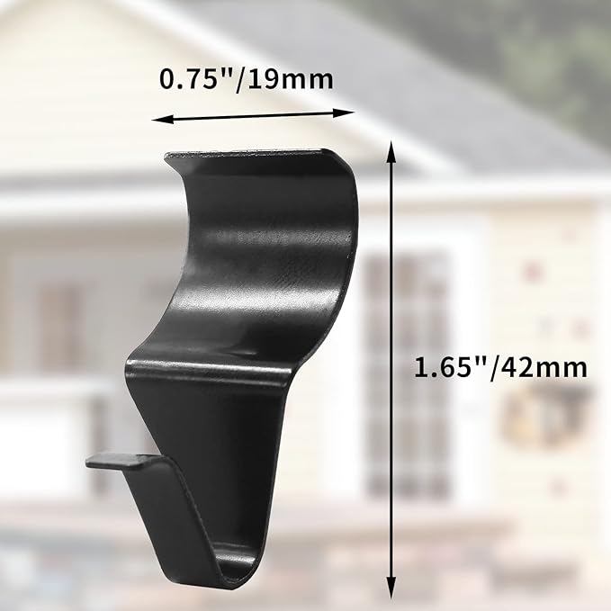 Biaungdo 6 Pcs Heavy Duty Stainless Steel Black Vinyl Siding Hooks, No Hole Needed Low Profile Siding Clips for Hanging Wreath, Outdoor Christmas Decorations