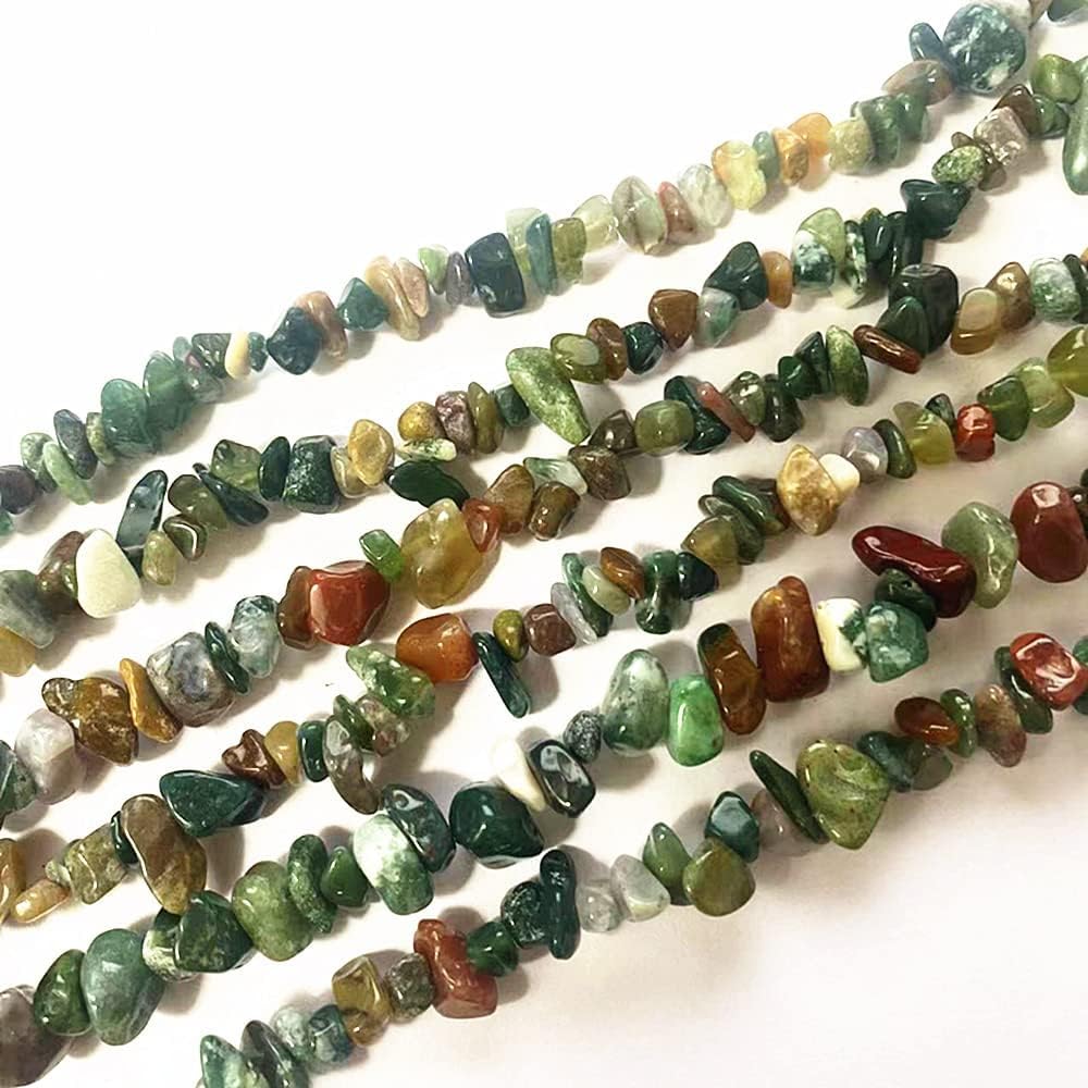 HAAMIIQII 5-8mm Natural Indian Agate Chips Beads Irregular Chip Stones Loose Gemstone Beads Energy Healing Beads for Jewelry Making Strand 30 Inch