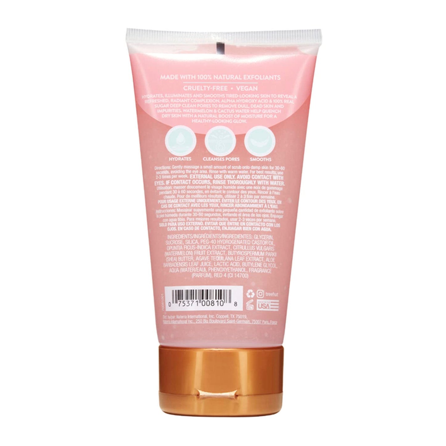 Tree Hut Watermelon & Cactus Hydrating Face Scrub | Deep Cleans Pores to Remove Dead Skin & Impurities | Nourishing Essential Body Care | 7.4 fl oz.