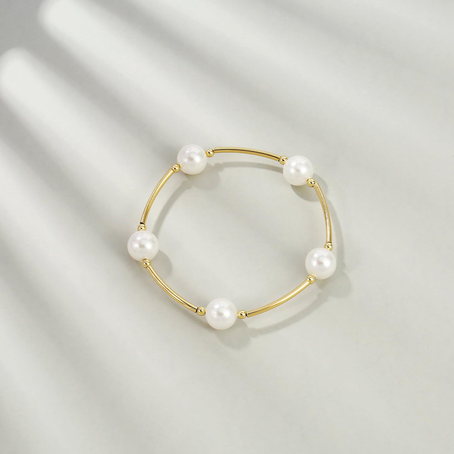Elegance 11 designs Blessing Bracelet 10mm Crystal White Pearl Bracelet Dainty Gold Tube For Women Simple Bridal Gifts For Friends And Loved